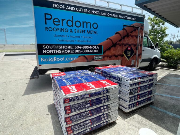 Perdomo Roof and Gutter Installation and Maintenance truck